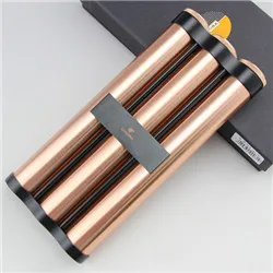 

New Arrival! COHIBA Copper Metal Travel use Humidifier Three Holder Cigar Tube With Gift Box