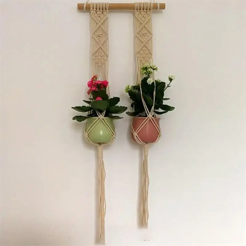 LanLan Ручной Работы плетеная веревка вешалка для растений Крытый открытый подвесной горшок для растений держатель-10