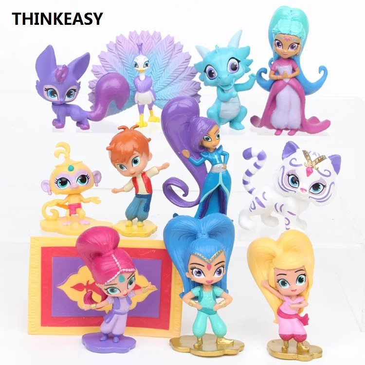 

ThinkEasy 12 pcs/set Kid my cute Shimmer little and Anna Sofia Princess dress Toy Action poni Shinny Unicorn vinyl dolls