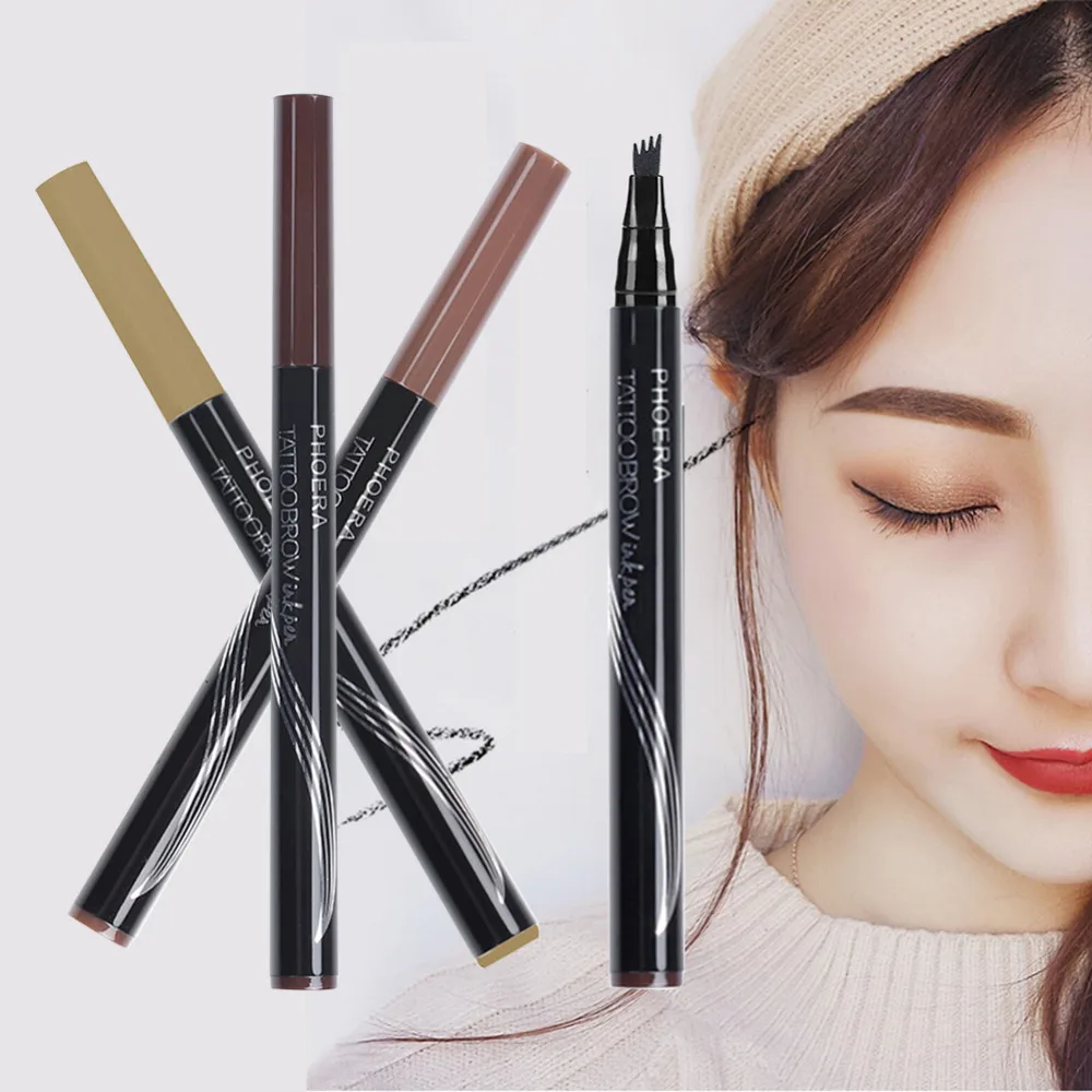 

PHOERA New Automatic 4 Heads Microblading Eyebrow Pencil Waterproof Eyebrow Tattoo With Brush Long Lasting Eye Brow Pen TSLM2