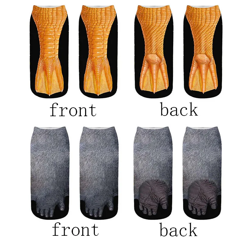 Женская мода 3D Животные отпечаток кошачьей лапы носки зебра узор Kawaii Короткие хлопковые носки Рождество милый тигр укороченные носки