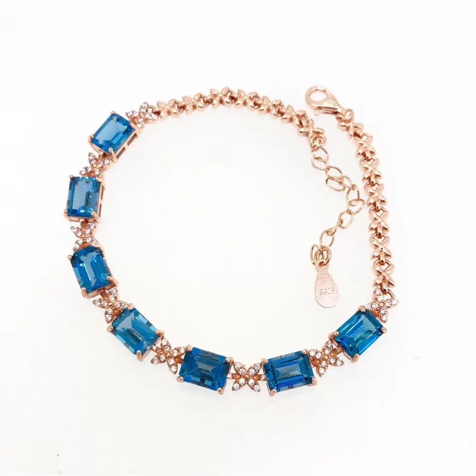

charming blue gemstone bracelet women fine jewelry certified natural gem mid size party birthday gift sky blue color free ship