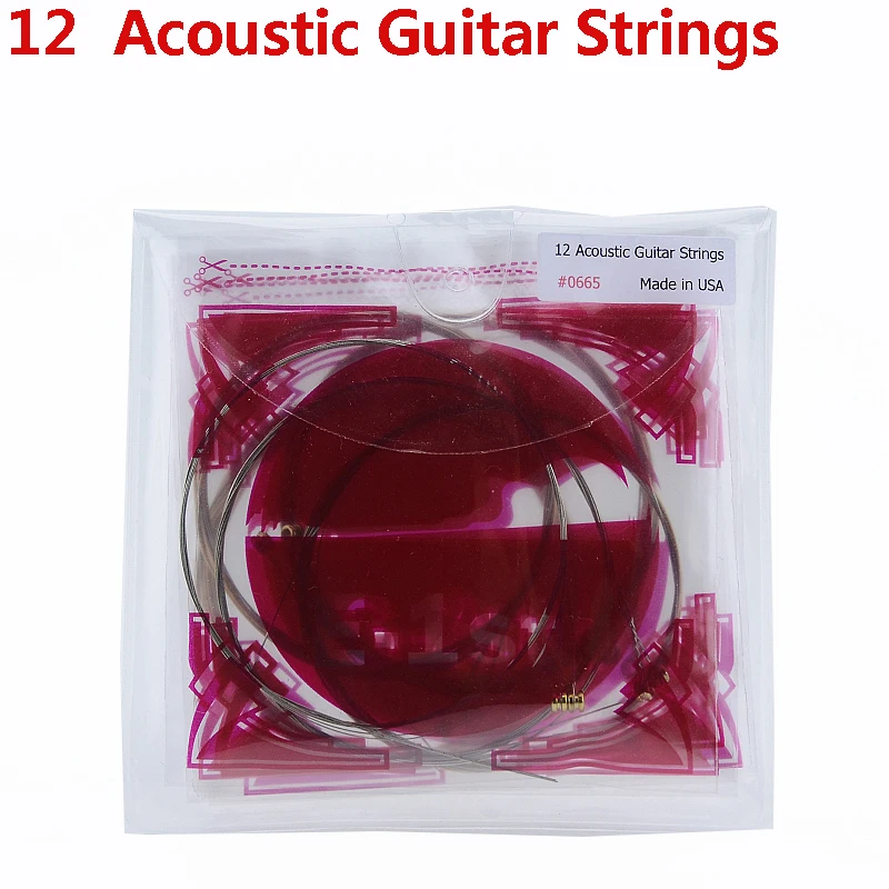 

1 комплект (12 шт.) Струны для акустической гитары с покрытием из фосфорной бронзы, 12 струн, фолк, производство США