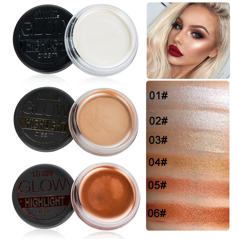 Макияж для лица bronzing highlighter cream 6 цветов водостойкий стойкий мерцающие тени крем металлический хайлайтер палитра HF135