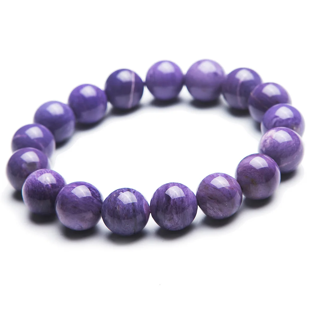 

Genuine Natural Purple Charoite Gemstone Charming Women Men Round Beads Jewelry Bracelet 12mm Fashion Russian Healing Stone AAAA