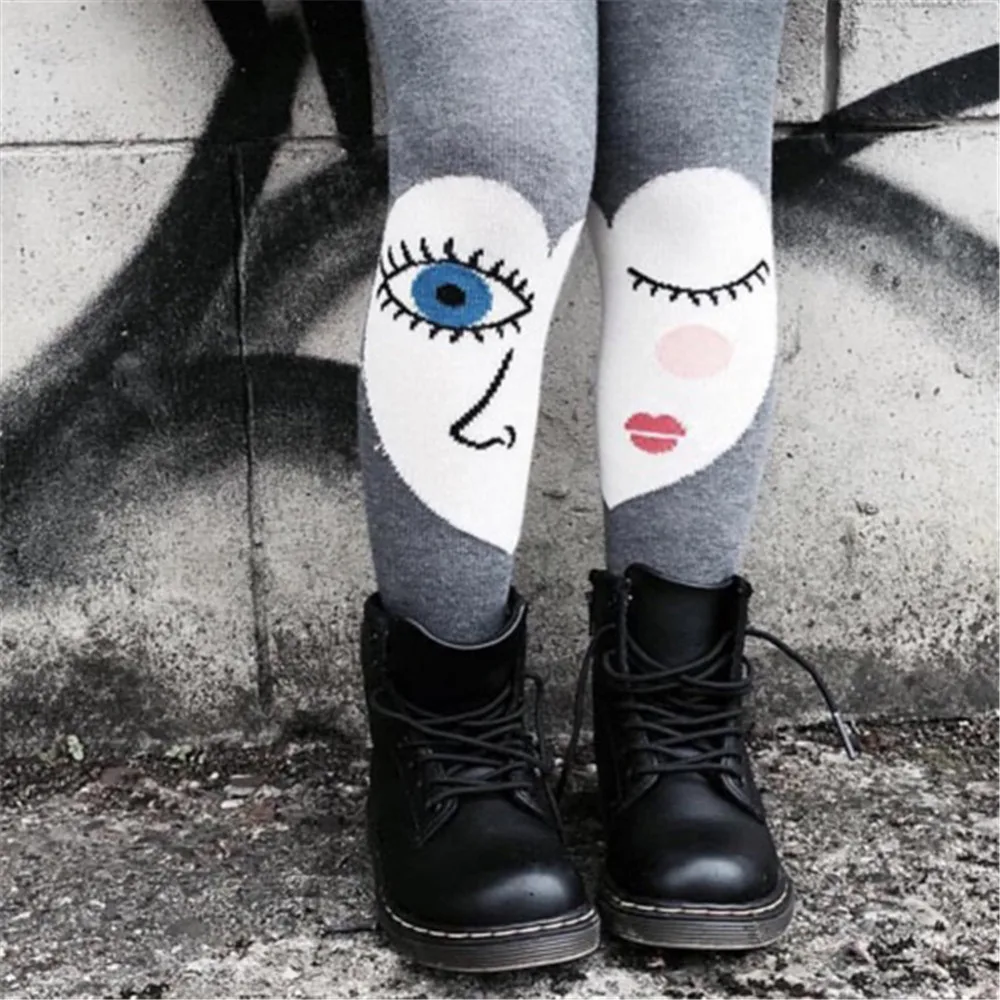 Children Girls Pantyhose Loving Heart Big Eyes Pattern Princess Leggings Wear In Spring And 