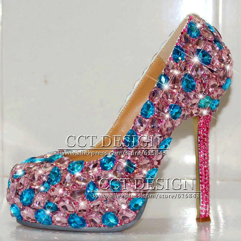Бесплатная доставка sparkly РОСКОШНЫЙ КРИСТАЛЛ ЖЕНСКИЕ ВЫСОКИЕ КАБЛУКИ ВЕЧЕРНИЕ