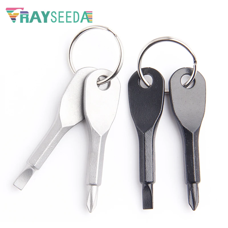 Rayseeda جيب المفاتيح عبر مفك مشقوق مفكات البسيطة المحمولة في الهواء الطلق EDC أداة متعددة الوظائف مفك والعتاد