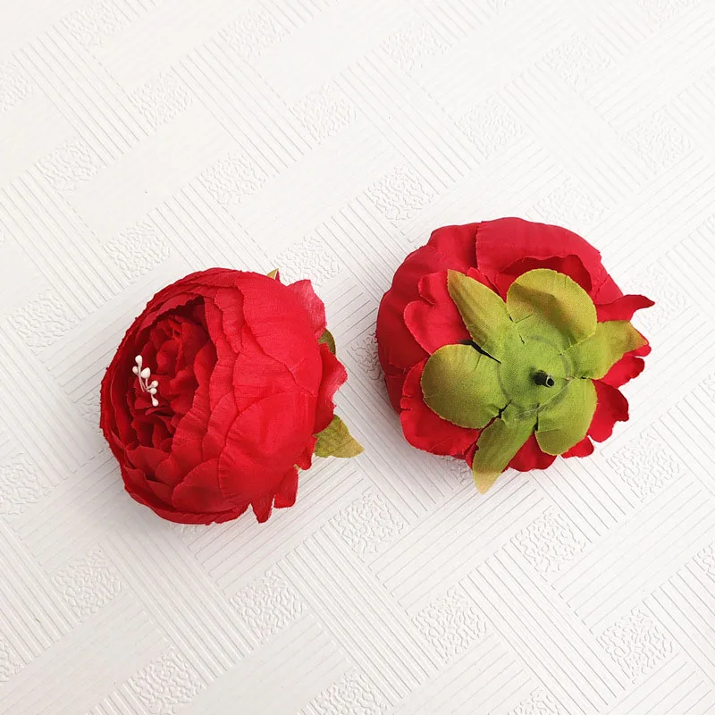 white peony flower head silk peonies roses artificial flowers heads  fake flower wall decoration (13)