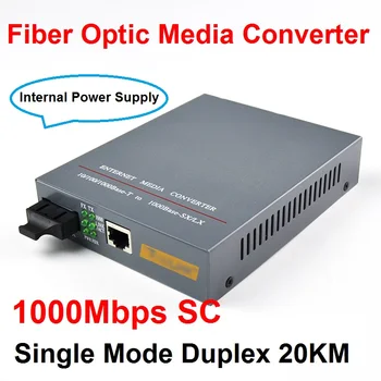 

Fiber Optical Media Converter HTB-GS-03 10/100/1000Mbps SC Port Singlemode Dual Fiber 20KM Internal Power Supply