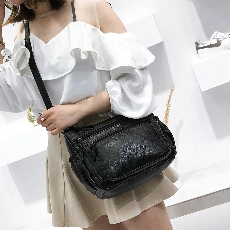 Женская сумка Bolsos mujer de marca famosa, женская сумка из мягкой искусственной кожи, женская сумка, многослойная Сумка через плечо, качественная маленькая сумка