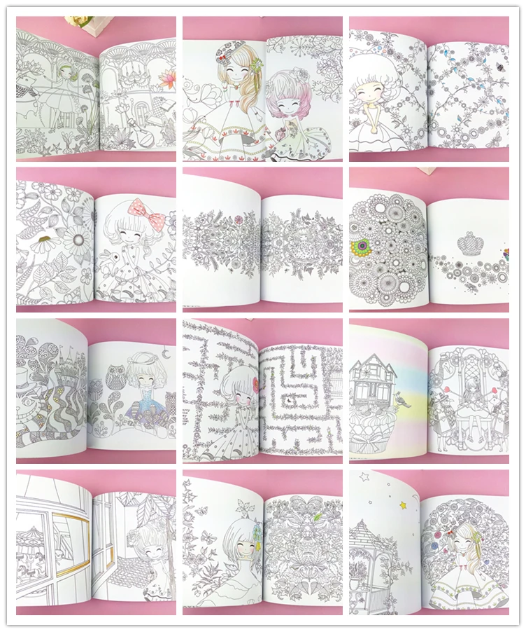 100 страниц красивый цветок девочка антистресс раскраски для взрослых детей дети снимают стресс секрет сад живопись книга