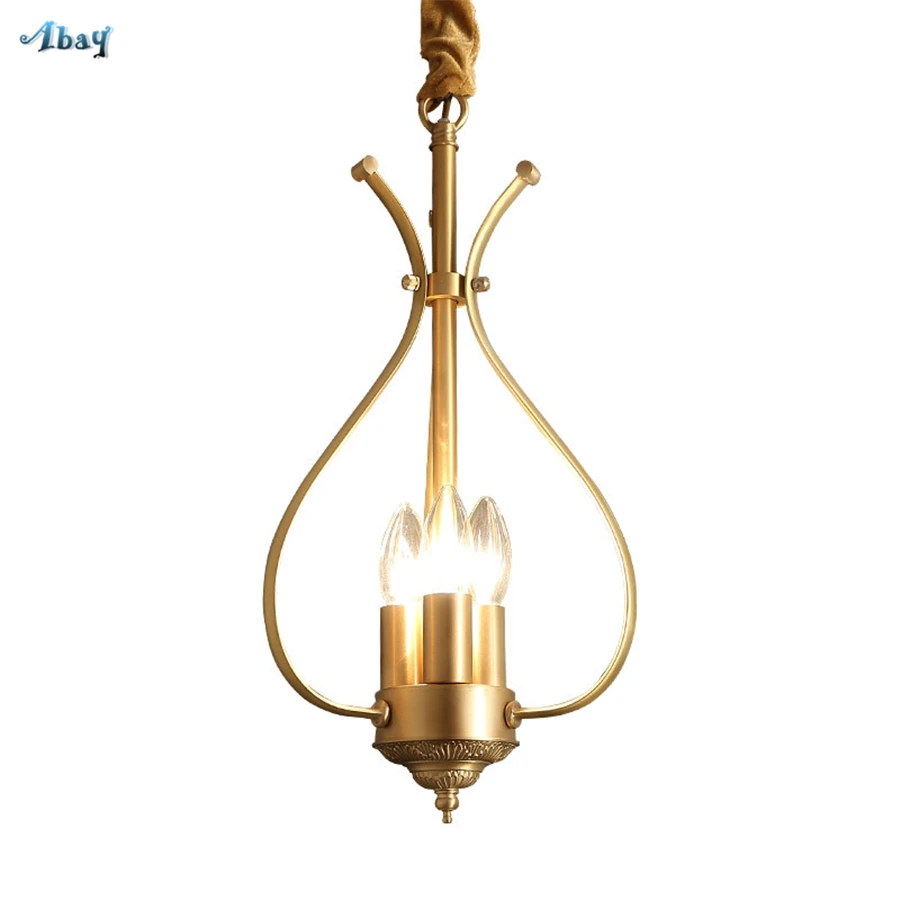 

European copper Candlestick luxury pendant lights hotel living room light fixtures dining room led hanging gold lamp home decor