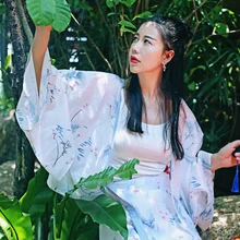 [Lynette's chinoisero-mok] летнее женское кимоно кардиган короткий дизайн японский стиль винтажное Свободное платье с рукавами летучая мышь