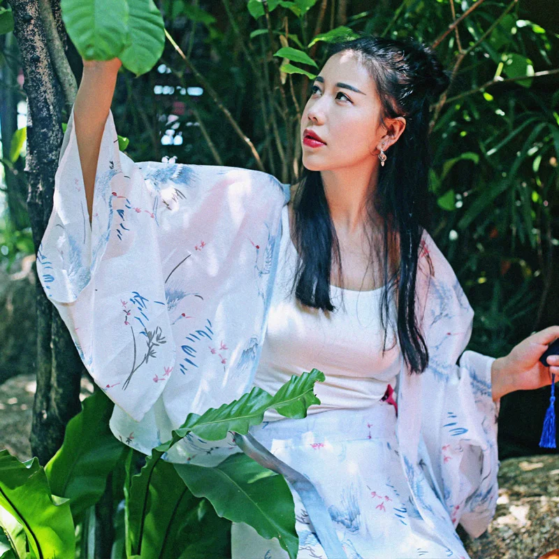 

[ LYNETTE'S CHINOISERIE - MOK ] 2016 Summer Women Kimono cardigan short design japanese style vintage loose batwing sleeve dress