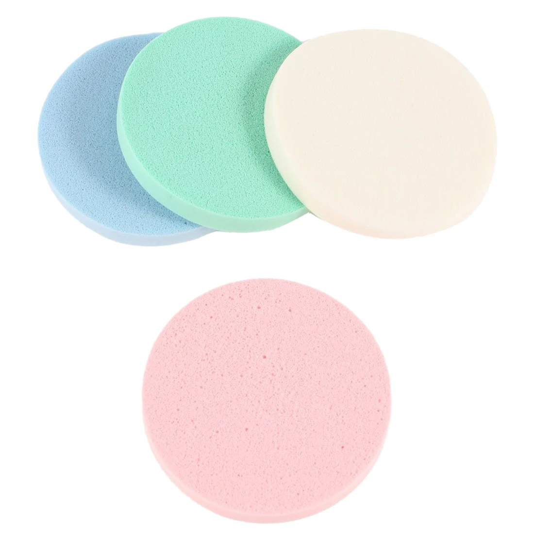 4 in 1 White Pink Blue Green Round Sponge Cosmetic Face Cleaning Powder