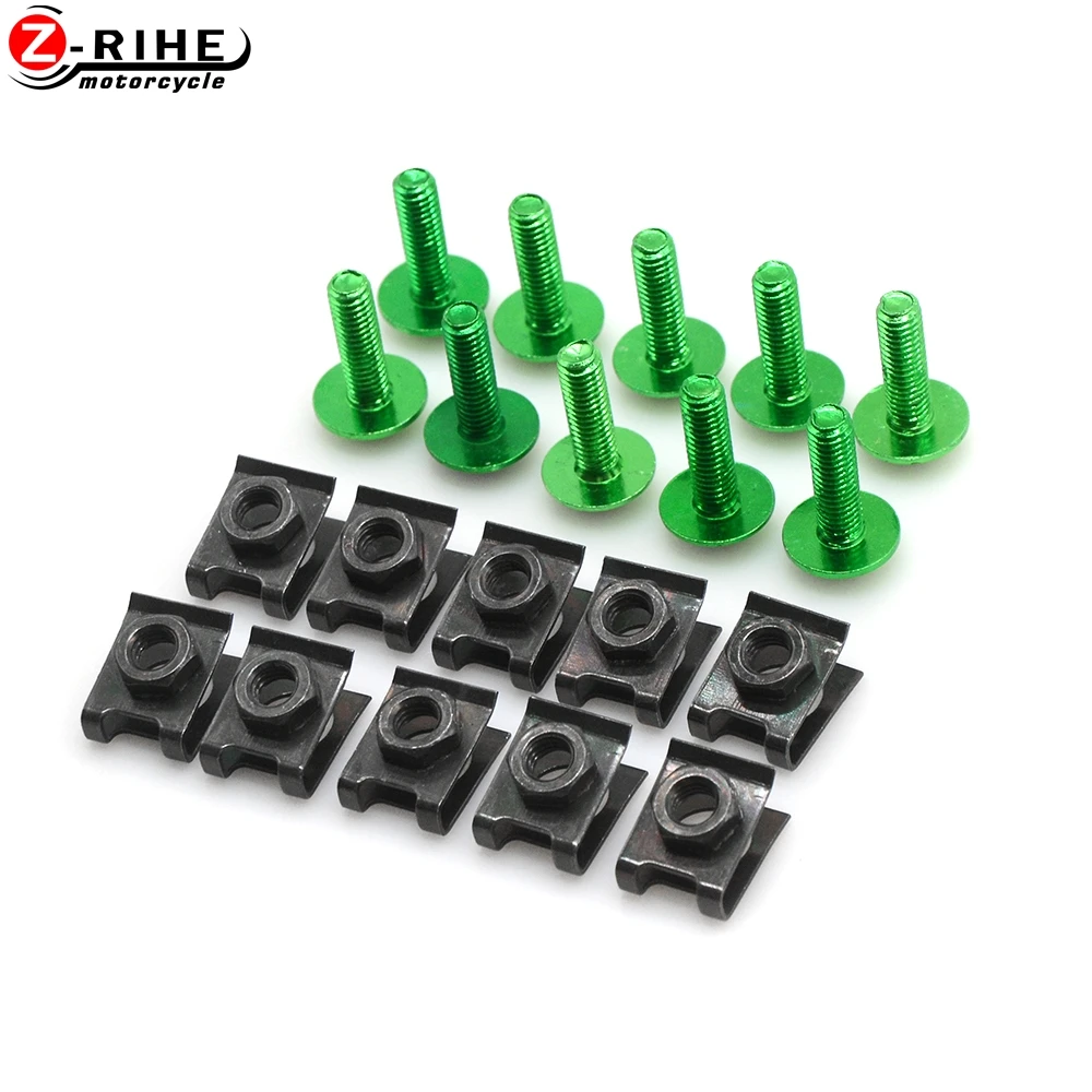 

10 PCS Motorcycle CNC Fairing Bolt Screw Kits Fastener Clips For Kawasaki ER 5 6F 6N Ninja 250 300 ABS 600 636 ZX 6R 1000 ZX 11R