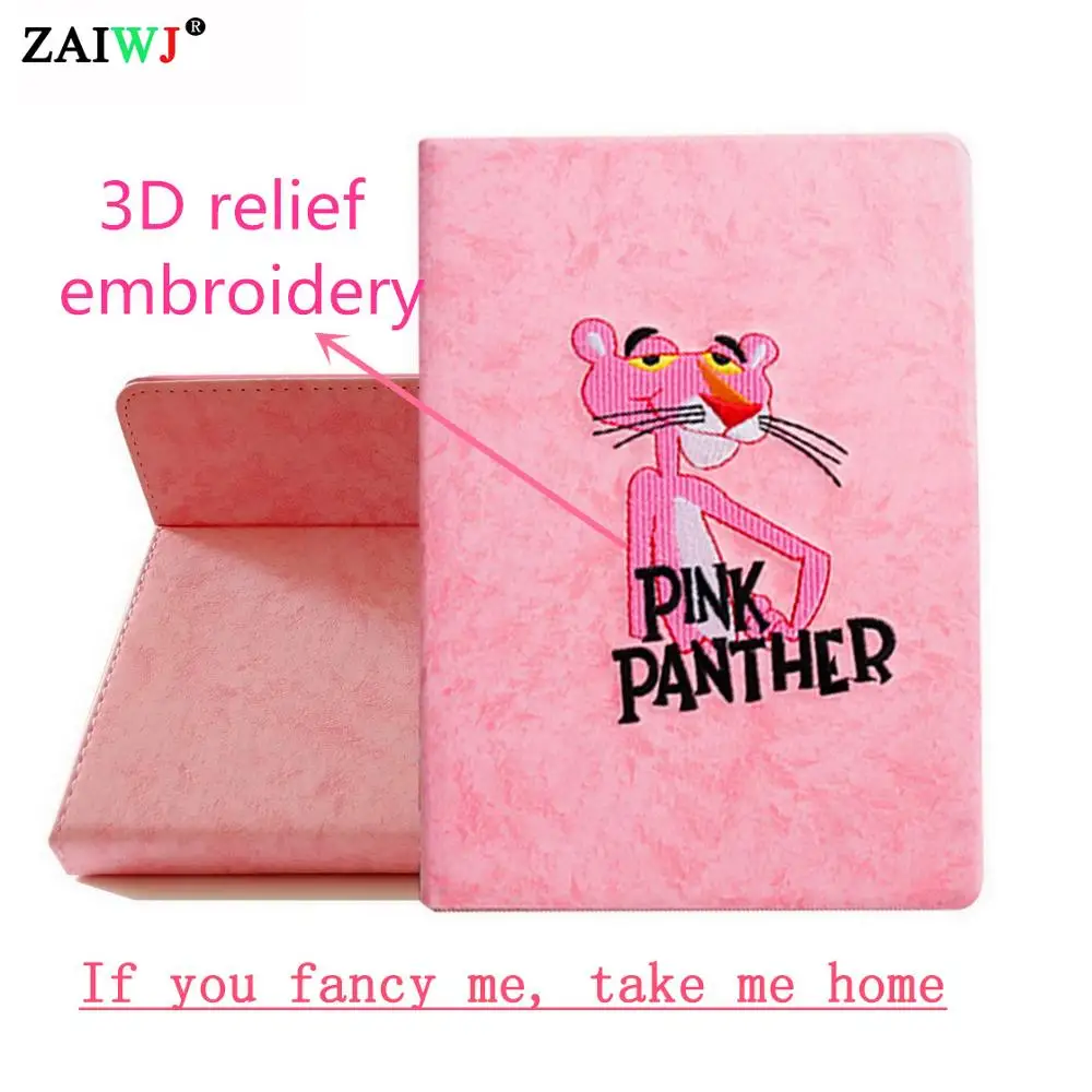 

Case For iPad Apple mini 1 2 3 , YRSKV Smart Sleep Wake up Flip Stand leather cover ,3D relief Embroidered Pink Panther shell