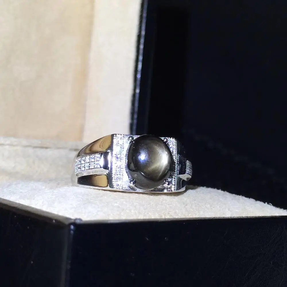 

dark starlight sapphire gemstone ring for men