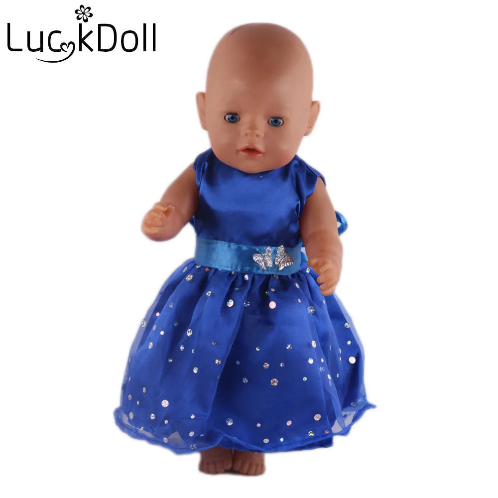 Цельнокроеное синее платье принцессы Luckdoll размер 43 см 18 дюймов лучший подарок