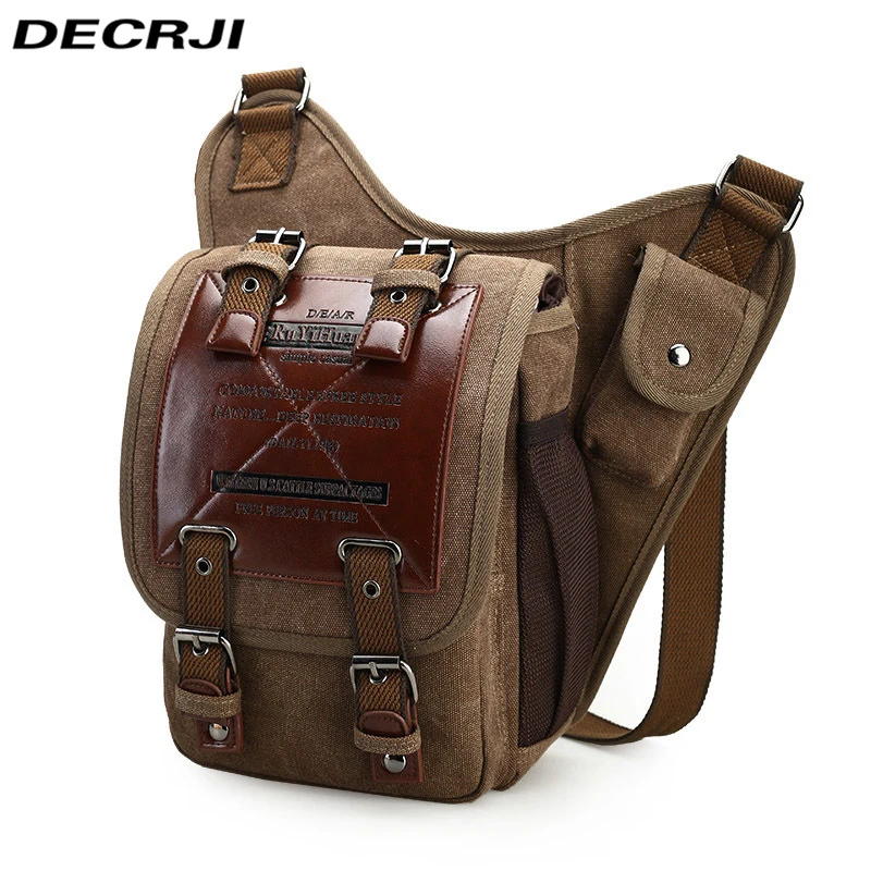 DECRJI Vintage Canvas Men Crossbody Bags Large Capacity Bolsa Masculina Male Travel Shoulder Bag Multifunction Messenger |