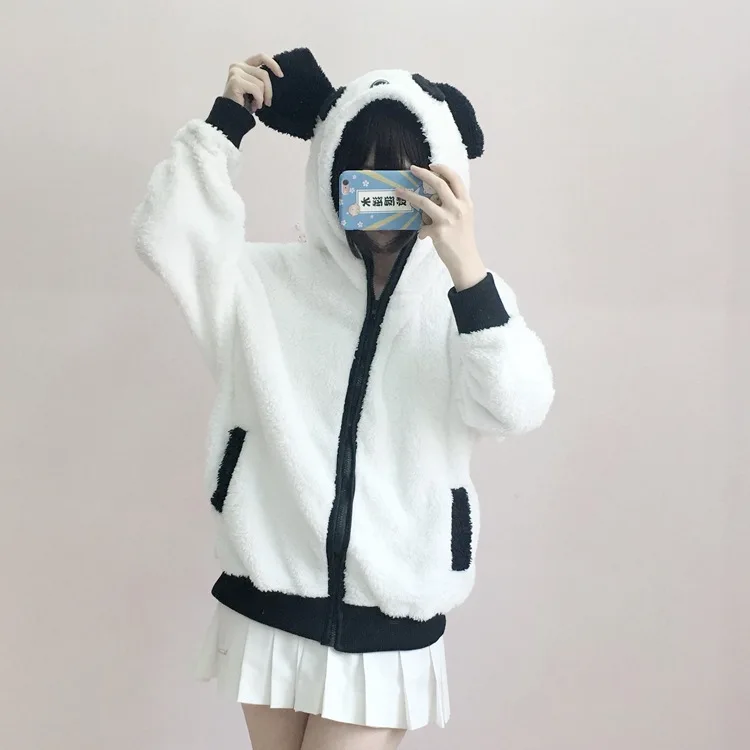 

Mr.nut college wind kawaii plush shirt long-sleeved student hooded hoodie thickening cute sister panda ear hoodie