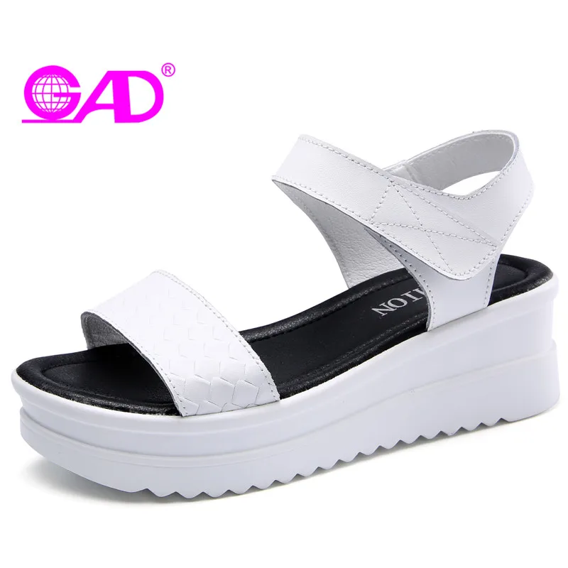 

GAD Summer Hook&loop Women's Sandals Wedges Platform Open Toes Women Sandals Shoes Casual Solid No-slip Comfortable Shoes