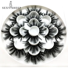 SEXYSHEEP 7 пар креплений диаметром 22-25 мм 5D накладные ресницы из норки накладные ресницы длинные макияж норковые ресницы, наращивание ресниц Накладные ресницы maquiagem