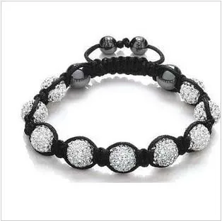 Модные браслеты со стразами Micro Pave CZ Disco 9*10 мм бусины из горного хрусталя белого