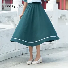 Новая весенняя и летняя контрастная прошивка юбка с высокой талией