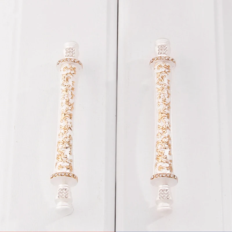 

New diamond shoescase drawer handle7.5"European Ivory white cabinet door knob Modern wardrobe handles Cupboard dresser pull192mm