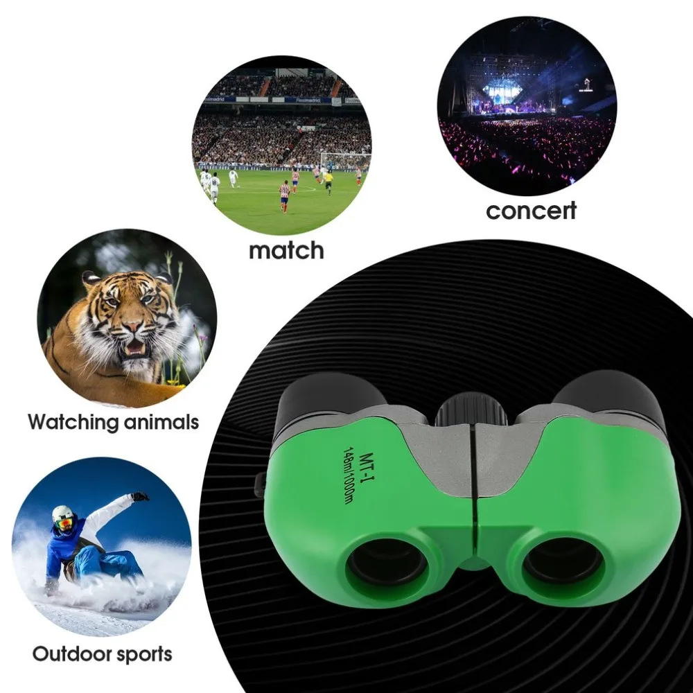 5X15 المدمجة تليسكوب مزود بمنظار ثنائي HD جميع البصرية الأخضر فيلم للبالغين والاطفال الطيور مشاهدة المشي السفر الحفلات الرياضة لعبة