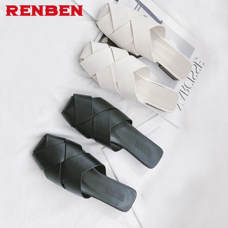 

sandals Women Flat Shoes sandalias mujer 2018 Fashion Mules For Women round Toe Slip On Flip Flops Women Slipper