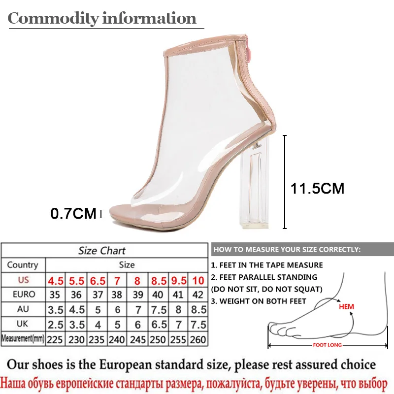 Gdgydh/летние туфли на высоком каблуке прозрачные ботильоны для женщин женская обувь с открытым носком на толстом каблуке молния сзади; размер 40