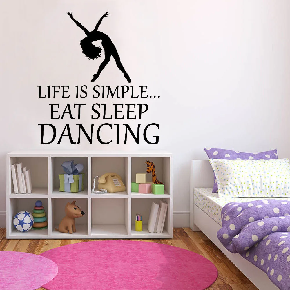 

Life Is Simple Dancer Wall Stickers Home Decor Living Room Girls Room Removable Mural Vinyl Dance Room House Decal S080