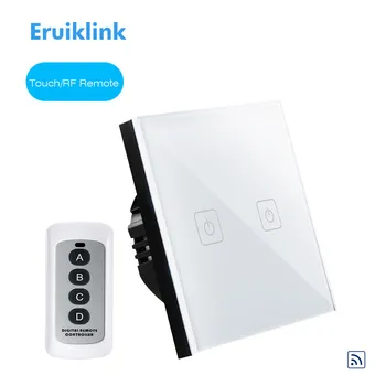 

EU/UK Standard Eruiklink Touch Switch 1 Gang/2 Gang/3 Gang 1 Way,Crystal Glass Panel, RF433 Wall Light Switch for Smart Home