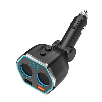 新しい車の充電器デジタルディスプレイのシガーライターデュアル USB PD 高速充電 QC3.0 充電アダプタ xiaomi iphone 車- 充電器