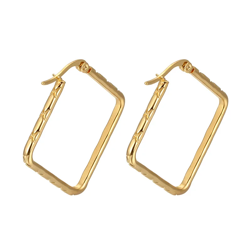 

High Quality Square Hoop Earrings For Women Girl Stainless Steel Gold Earrings Classic Fashion Jewelry Wholesale Brithday Gift
