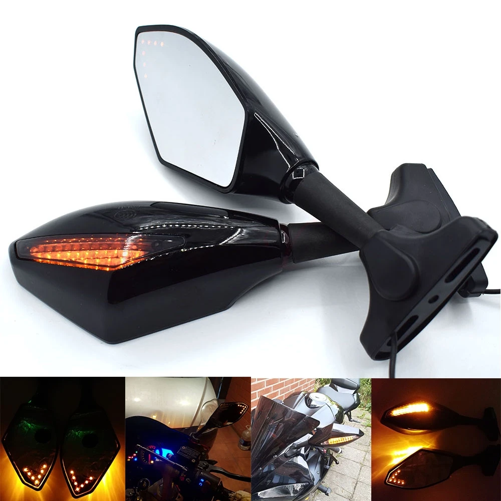 

Universal Motorcycle Rear View Side Wing Mirrors w/ LED Turn Signal Light For Honda CBR250 VT250 Hornet250 Jade250 CB400 VTEC