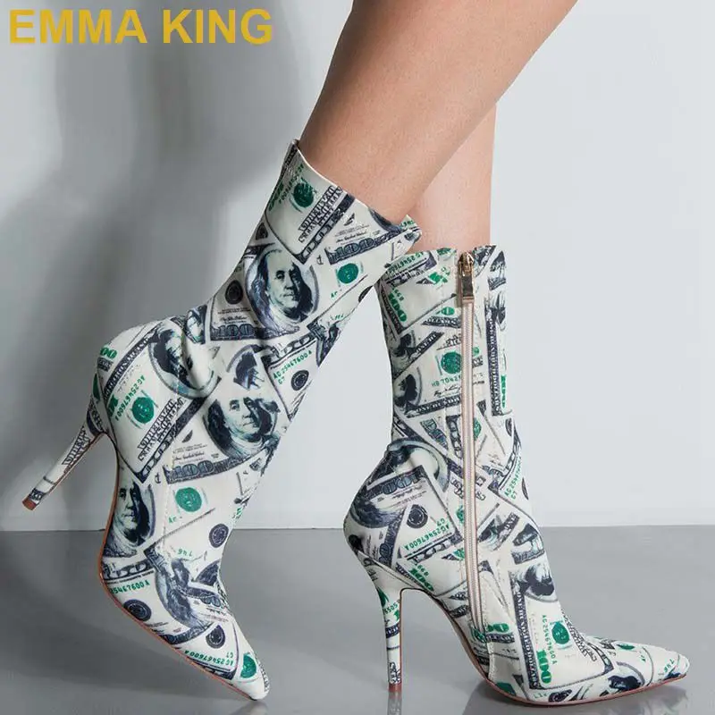 Womens Ankle Heels Shoes Fog Unwearing Socks Spring Point Toe Booties