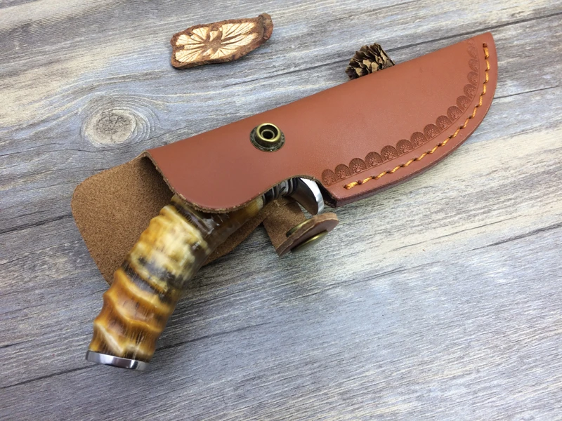 Высокое качество Дамасские охотничьи фиксированные ножи монгольский Газель