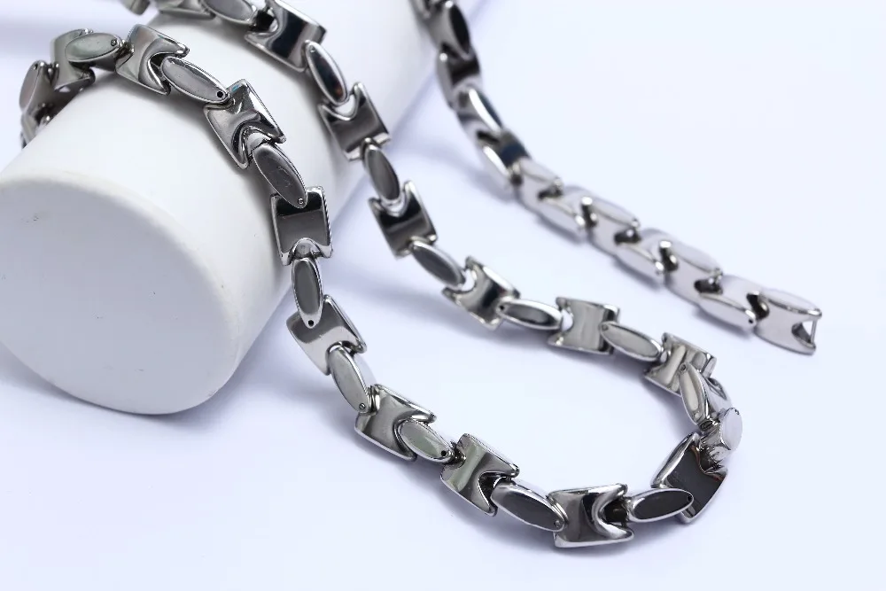 Engagement Classic 316 Stainless Steel Mens Necklace Bracelet Set