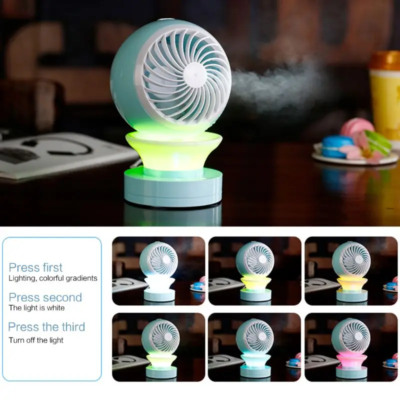 

Mini Portable USB Charging Air Conditioning Fan Ventilator Spray Fan Humidifier with Nightlight for Home Office Outdoor Supplies
