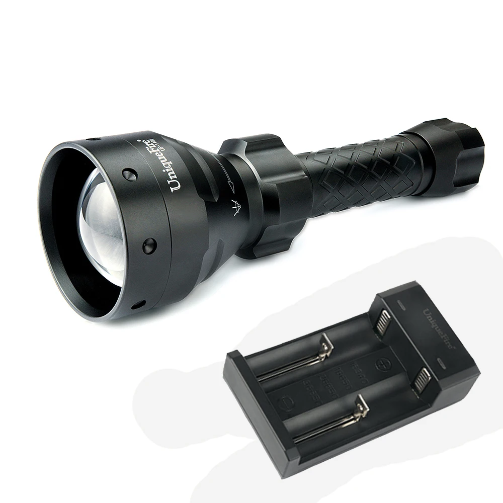 

UniqueFire 1405 IR 850nm LED Night vision Flashlight 3 Modes 67mm Convex Lens Torch+Two-Slot Charger For Hunting