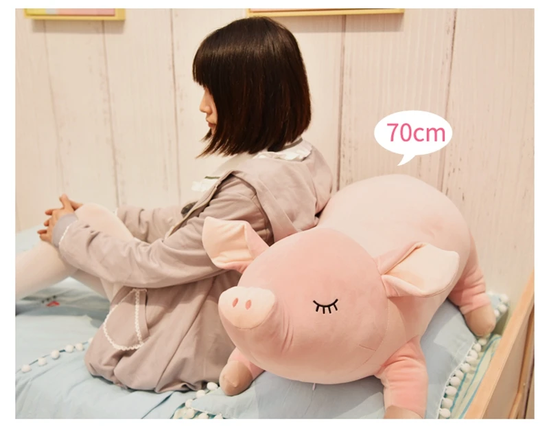 Dorimytrader Lovely Soft Cartoon Piggy Plush Doll Big Stuffed Animal Pig Toy Sleeping Pillow for Baby LOVER Gift 28inch 70cm DY50211 (8)