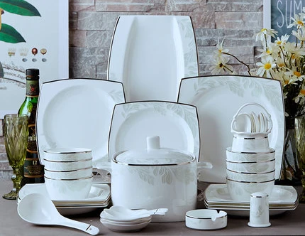 

2019 Fashion Household Tableware 56 Pieces Simple Ceramic Dishes Set Tableware Bowl Dishes Dinnerware Combination Dinnerware Set