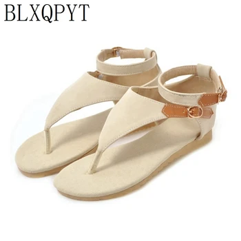 

BLXQPYT 3 Color Woman Sandals Women Shoes Thong Gladiator Flat beach sandals Chaussure Plus Big Size 34-43 tenis feminino x912