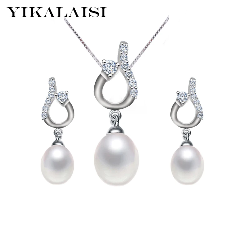 

YIKALAISI 2017 natural pearl jewelry set for women 925 sterling silver jewelry pendant&drop earrings best price best gift