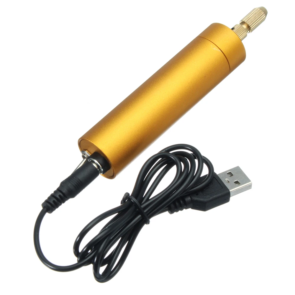 5V DC Mini Aluminum Electric Motor Hand Drill 10Pcs Twist Bits DIY for Wood PCB