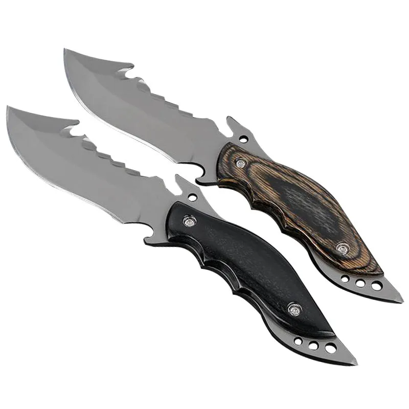 Лучший ToughKeng фиксированным лезвием Ножи зубчатые 440C Нержавеющая nbsp;сталь Титан лезвия деревянной ручкой охотничьи ножи нейлон оболочка